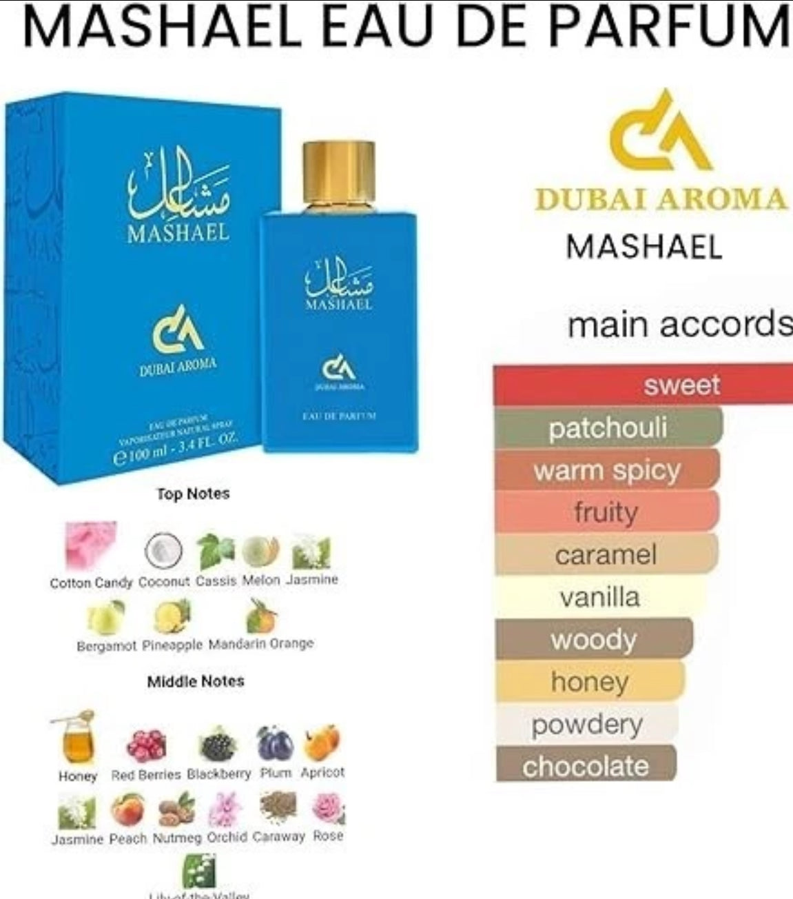 Dubái Aroma Mashael Eau de Parfum - Botella 100ml