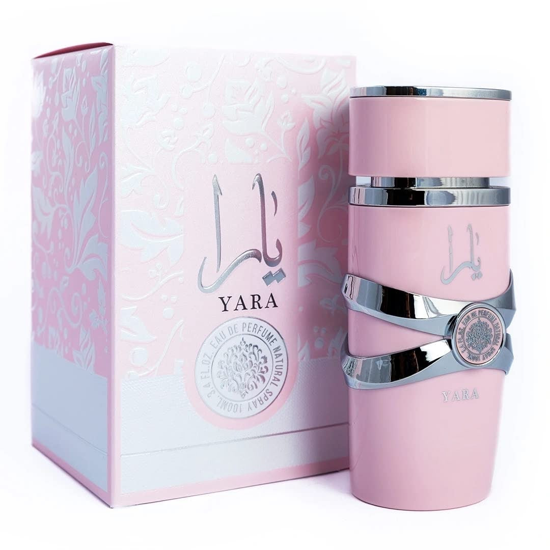 Paquete de perfume Yara Pink (100 ml EDP Spray + 10 ml Roll-on Oil) + Ambientador Yara de 300 ml. Regalo perfecto: Fragancia increíble con orquídea dulce, floral, vainilla y almizcle. Perfume para mujer de Lattafa.