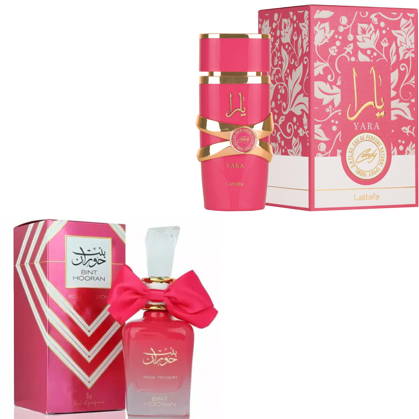 Conjunto combinado rosa de Yara Candy y Bint Hooran: perfecto para los amantes de los dulces y la gastronomía.