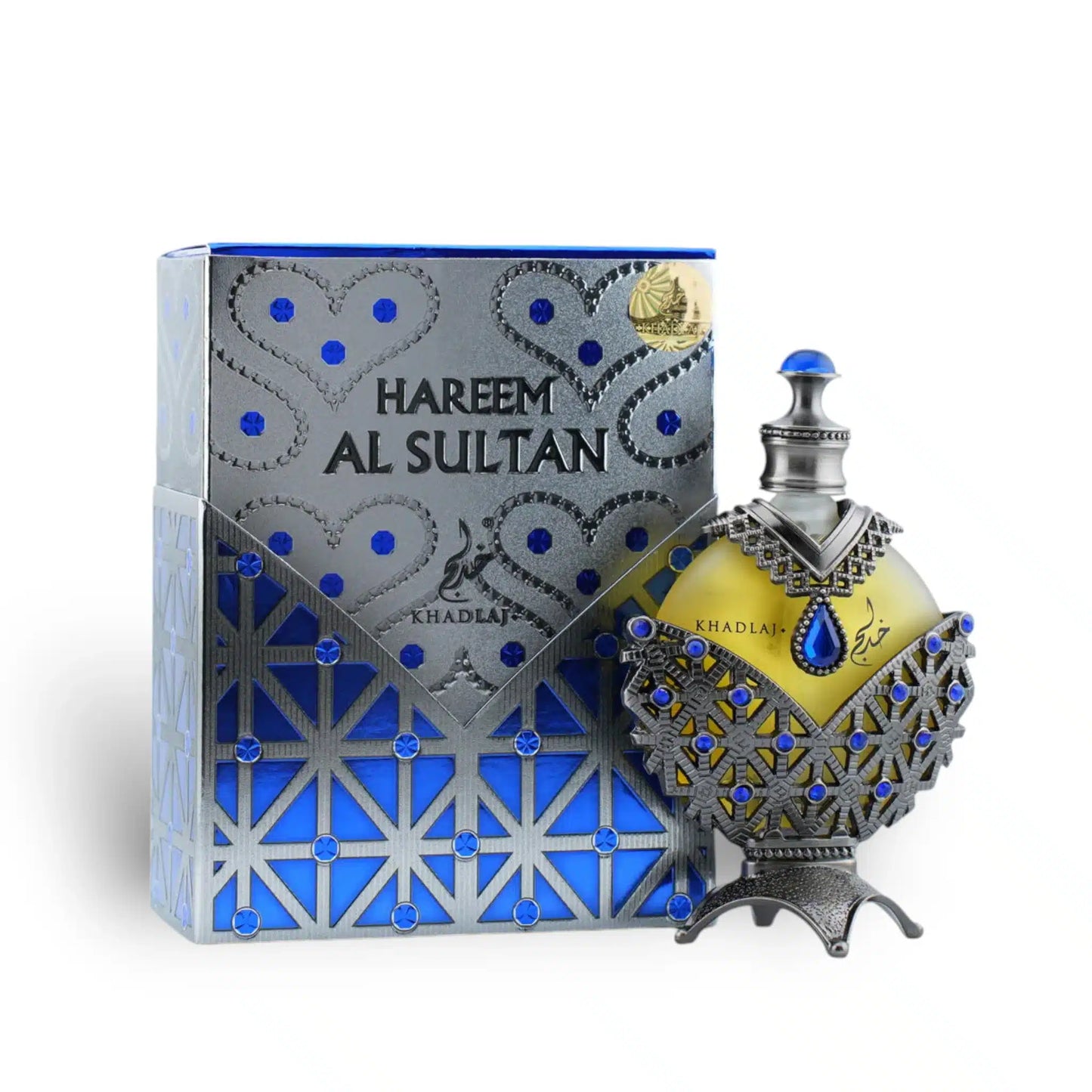 Perfume de aceite concentrado Hareem Al Sultan BLUE de Khadlaj (35 ml): aroma cautivador sin alcohol para piel y cabello.