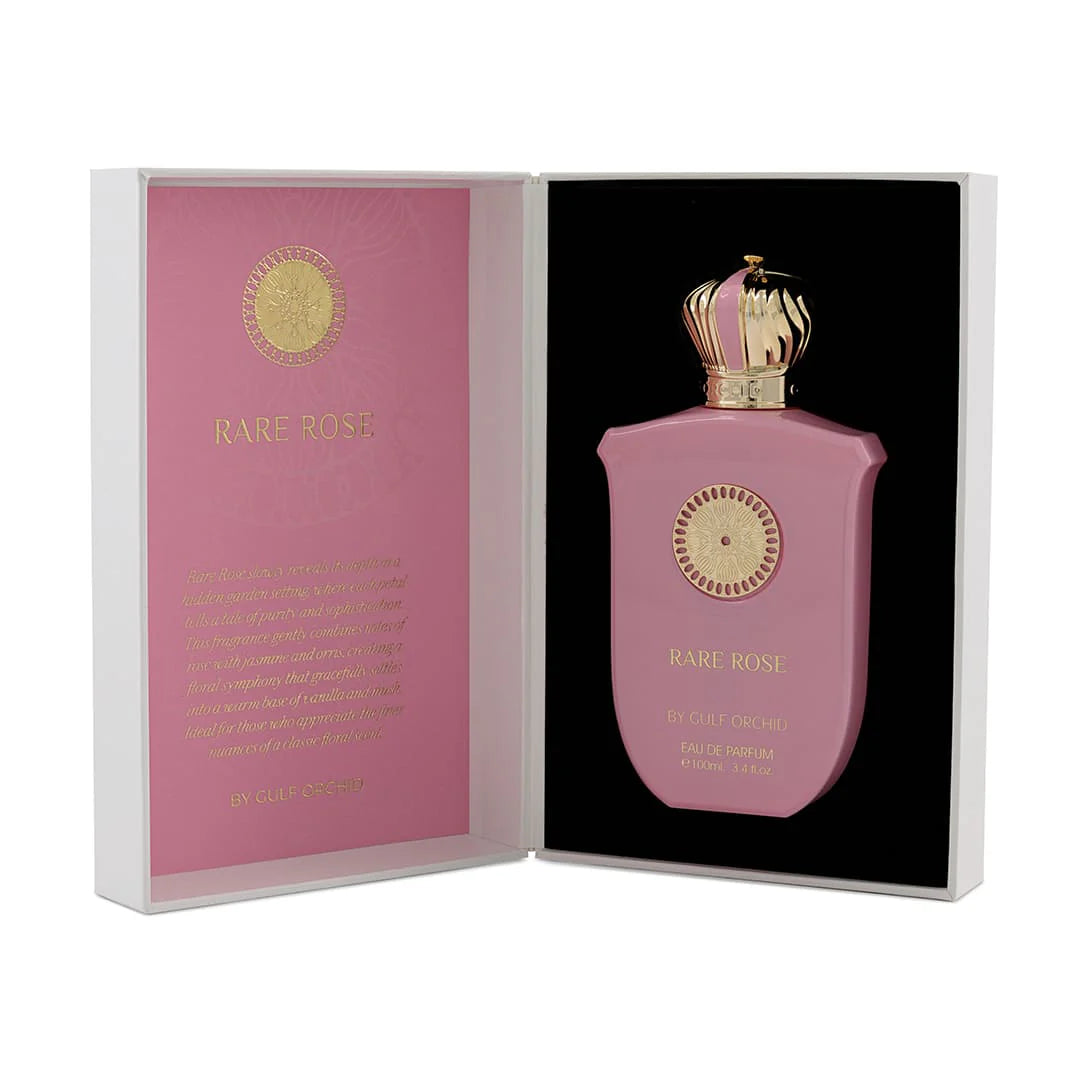 RARE ROSE Perfume 100ml by Gulf Orchid – Floral Woody Musky Fragrance with Rose, Jasmine & Vanilla
