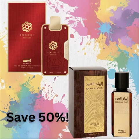 Paquete de eau de parfum Penthouse Versailles & Ilham Al Oud - Spray de 80 ml y 100 ml