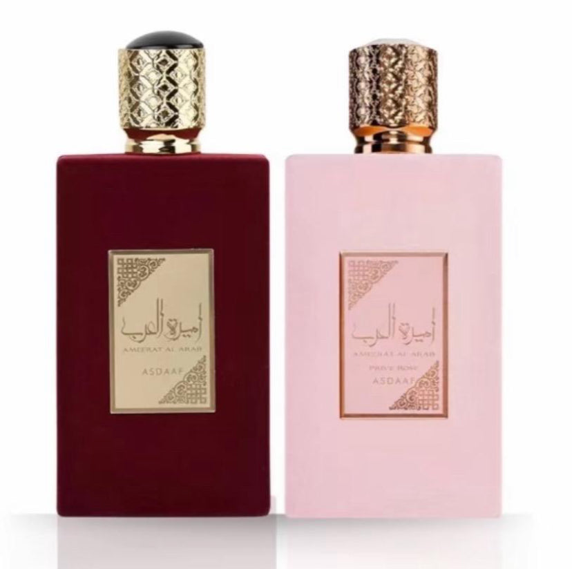 Lattafa Asdaaf Ameerat al Arab red and prive rose combo set