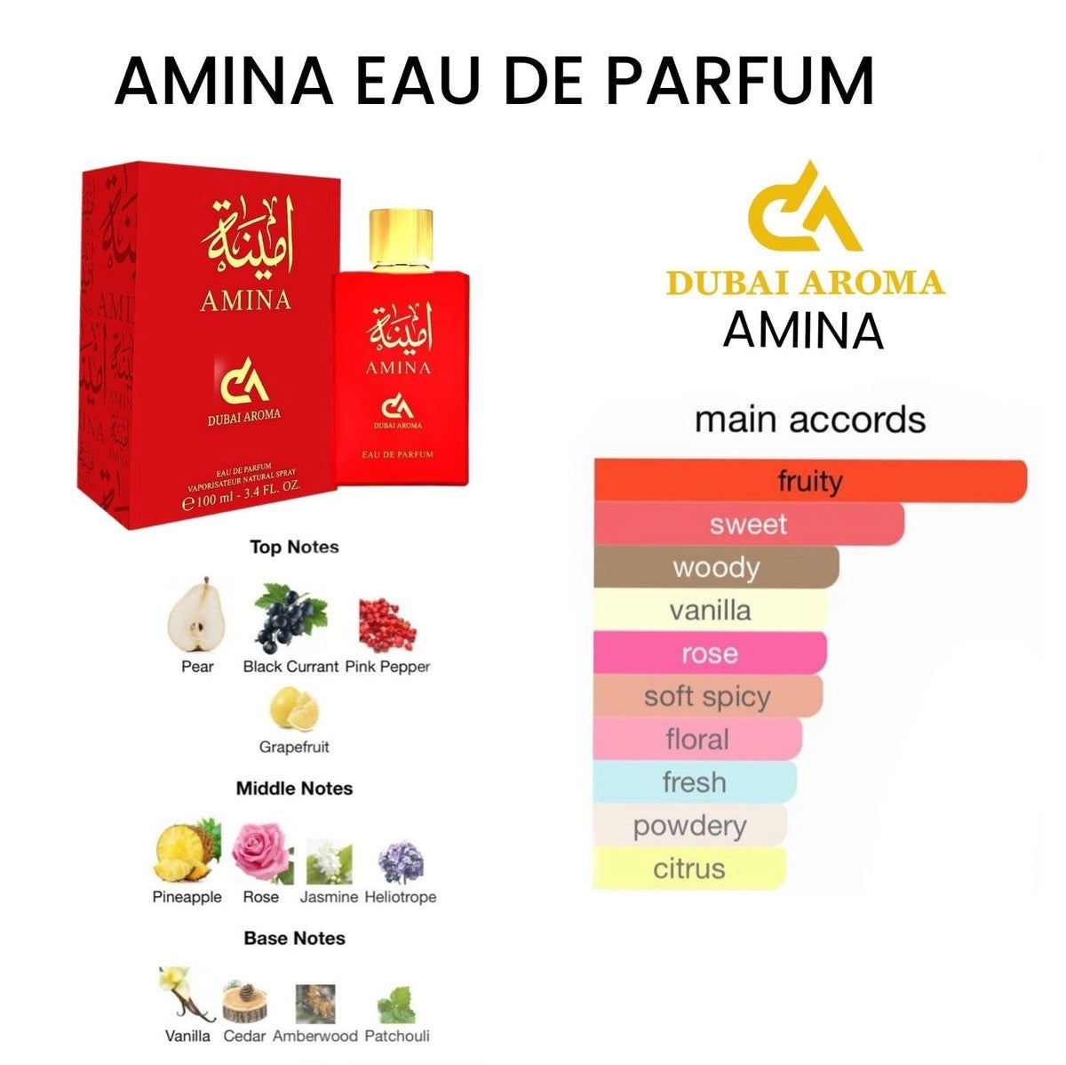 Dubai Aroma Amina 100ml Eau de Parfum - Premium Scent for All Occasions