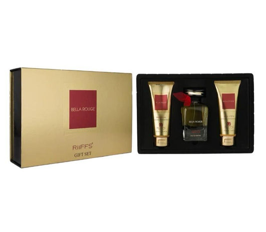 Bella rouge luxury gift set with 100ml perfume| 100ml shower gel and 100ml lotion