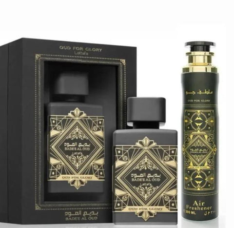Set combinado Badee al Oud for Glory: perfume y ambientador de 100 ml