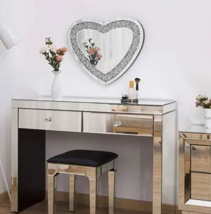 XXL Crushed Diamond LED Heart Mirror 80 cm×70 cm