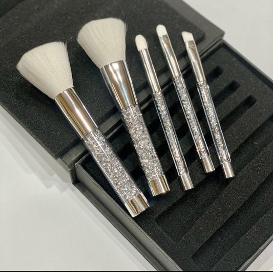 Wdl Silver Crushed Diamond Makeup Brushes Set
