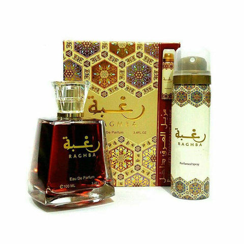 Lattafa Raghba perfume and deodorant gift set