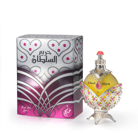 Perfume de aceite concentrado Hareem Al Sultan SILVER de Khadlaj (35 ml): aroma cautivador sin alcohol para piel y cabello.