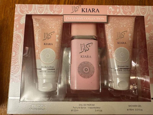 Kiara Eau de Parfum Set – 3 Piece Collection (Perfume, Body Lotion & Shower Gel)