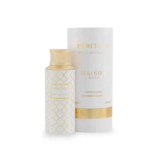 HERITAGE Perfume 100ml EDP by Maison Asrar – Aldehydic Musky Fragrance with Citrus, Coconut & Sweet Notes