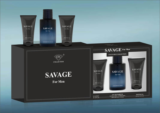 Savage for Men Eau De Parfum Gift Set – 100ml Perfume + Shower Gel + Body Lotion