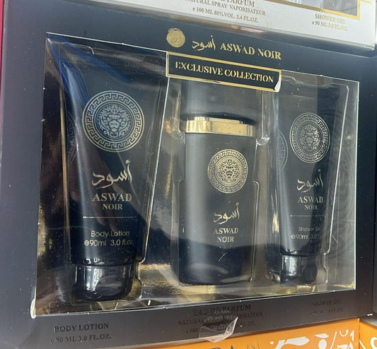Aswad Noir Men Perfume 100ML Gift Set | Perfume + Shower Gel + Body Lotion | Oud, Vanilla & Amber Fragrance – Long Lasting Perfume for Men