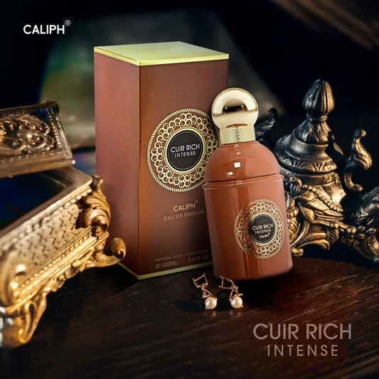 Caliph Cuir Rich Intense Eau de Parfum 100ml – Long-Lasting Oriental Woody Perfume for Men | Leather, Oud & Amber Fragrance