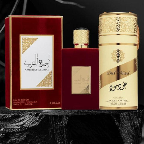 Lattafa Oud Mood & Ameerat Al Arab Eau de Parfum - 2-Piece Fragrance Bundle - Long-Lasting Arab Perfume - Oriental Woody Perfume Duo - 100ml Each
